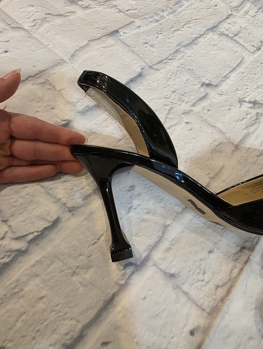 Marc Fisher Black Patent Slingback Pointy Heels - Picture 6 of 11